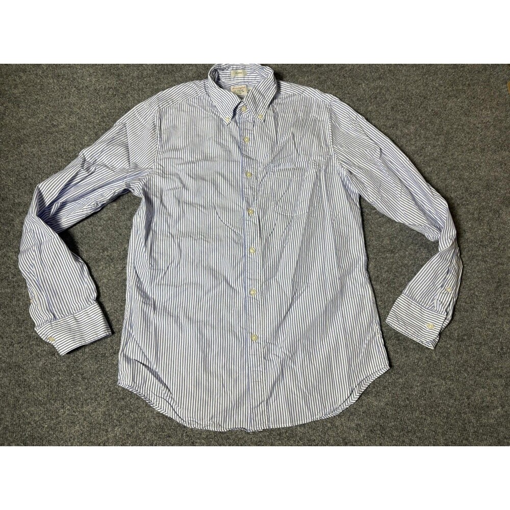 J.CREW Shirt Mens S Blue Stripe Long Sleeve Classic Button-Down Pocket Casual